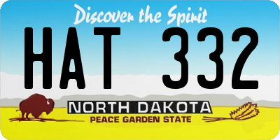 ND license plate HAT332