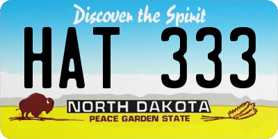 ND license plate HAT333