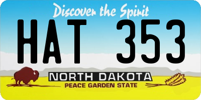 ND license plate HAT353