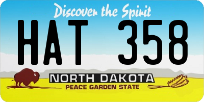 ND license plate HAT358