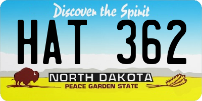 ND license plate HAT362