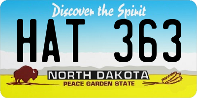 ND license plate HAT363