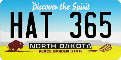 ND license plate HAT365