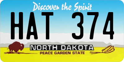 ND license plate HAT374