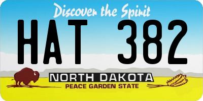 ND license plate HAT382