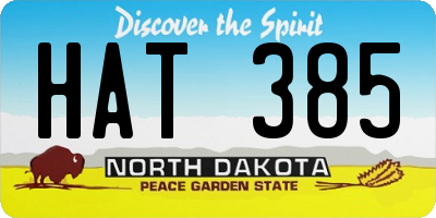 ND license plate HAT385