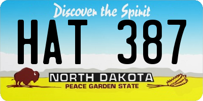 ND license plate HAT387