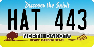 ND license plate HAT443