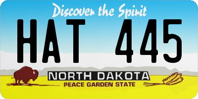 ND license plate HAT445