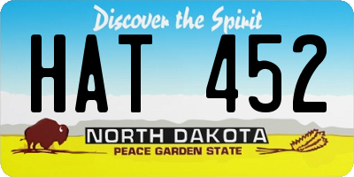 ND license plate HAT452