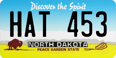 ND license plate HAT453