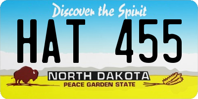 ND license plate HAT455