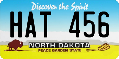 ND license plate HAT456