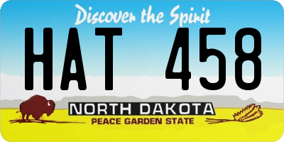 ND license plate HAT458