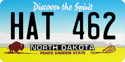 ND license plate HAT462