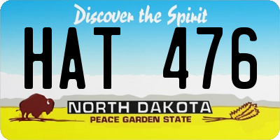 ND license plate HAT476