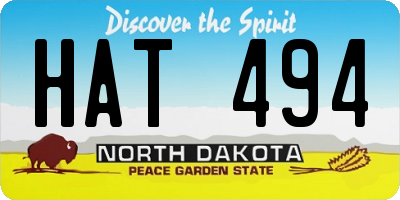 ND license plate HAT494