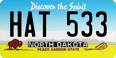 ND license plate HAT533