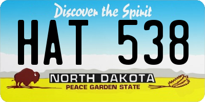 ND license plate HAT538