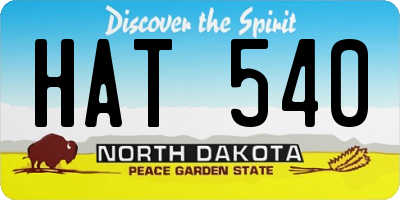 ND license plate HAT540