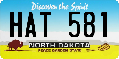 ND license plate HAT581