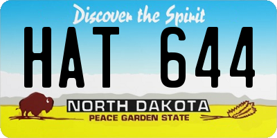 ND license plate HAT644