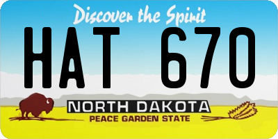 ND license plate HAT670