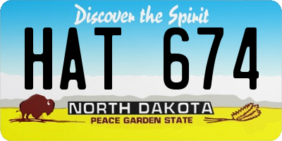 ND license plate HAT674