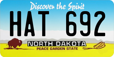 ND license plate HAT692