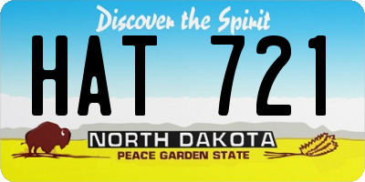 ND license plate HAT721