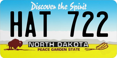 ND license plate HAT722