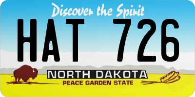 ND license plate HAT726