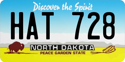 ND license plate HAT728