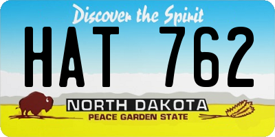 ND license plate HAT762