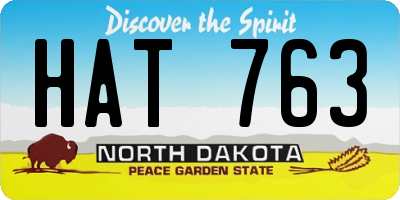 ND license plate HAT763