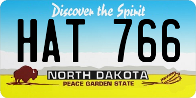 ND license plate HAT766