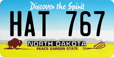 ND license plate HAT767