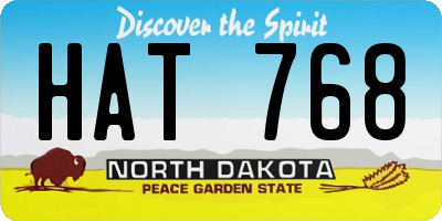 ND license plate HAT768