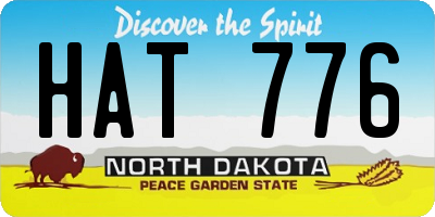 ND license plate HAT776