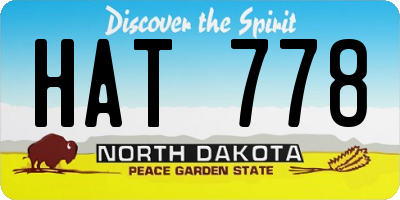 ND license plate HAT778