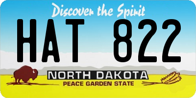 ND license plate HAT822