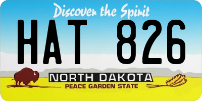 ND license plate HAT826