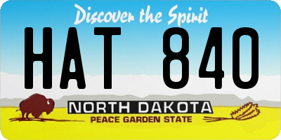 ND license plate HAT840