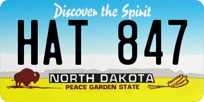 ND license plate HAT847