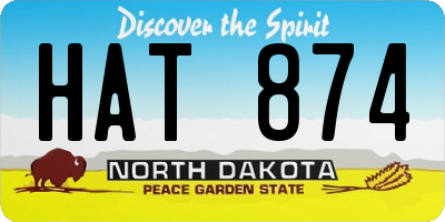 ND license plate HAT874