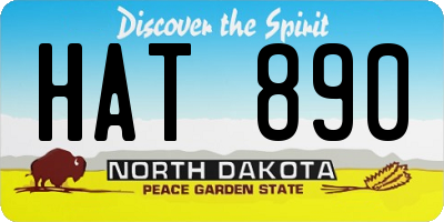 ND license plate HAT890