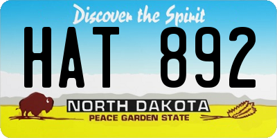 ND license plate HAT892