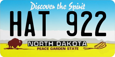 ND license plate HAT922
