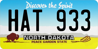 ND license plate HAT933