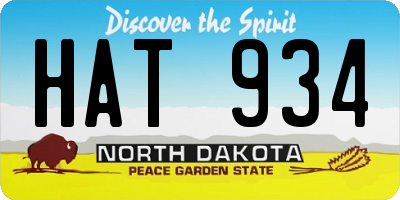 ND license plate HAT934